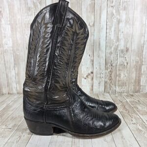 Cowtown Boots Mens Black Lizard Leather Western Cowboy Boots Made in USA